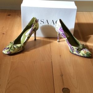 Isaac Mizrahi | Shoes | Isaac Mizrahi Silk Lime Green Floral Heels |  Poshmark